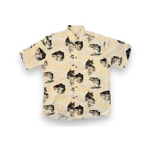 Y2 Redhead Shirt Top Fish Bass Button Up Short Sleeve Medium Men's